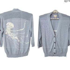 KOCH Longfellow Cardigan Sweater  Wool Cashmere Blend Jellyfish Back